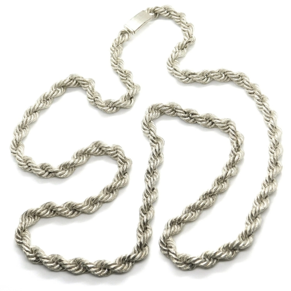Taxco Sterling Silver Heavy Necklace 24"